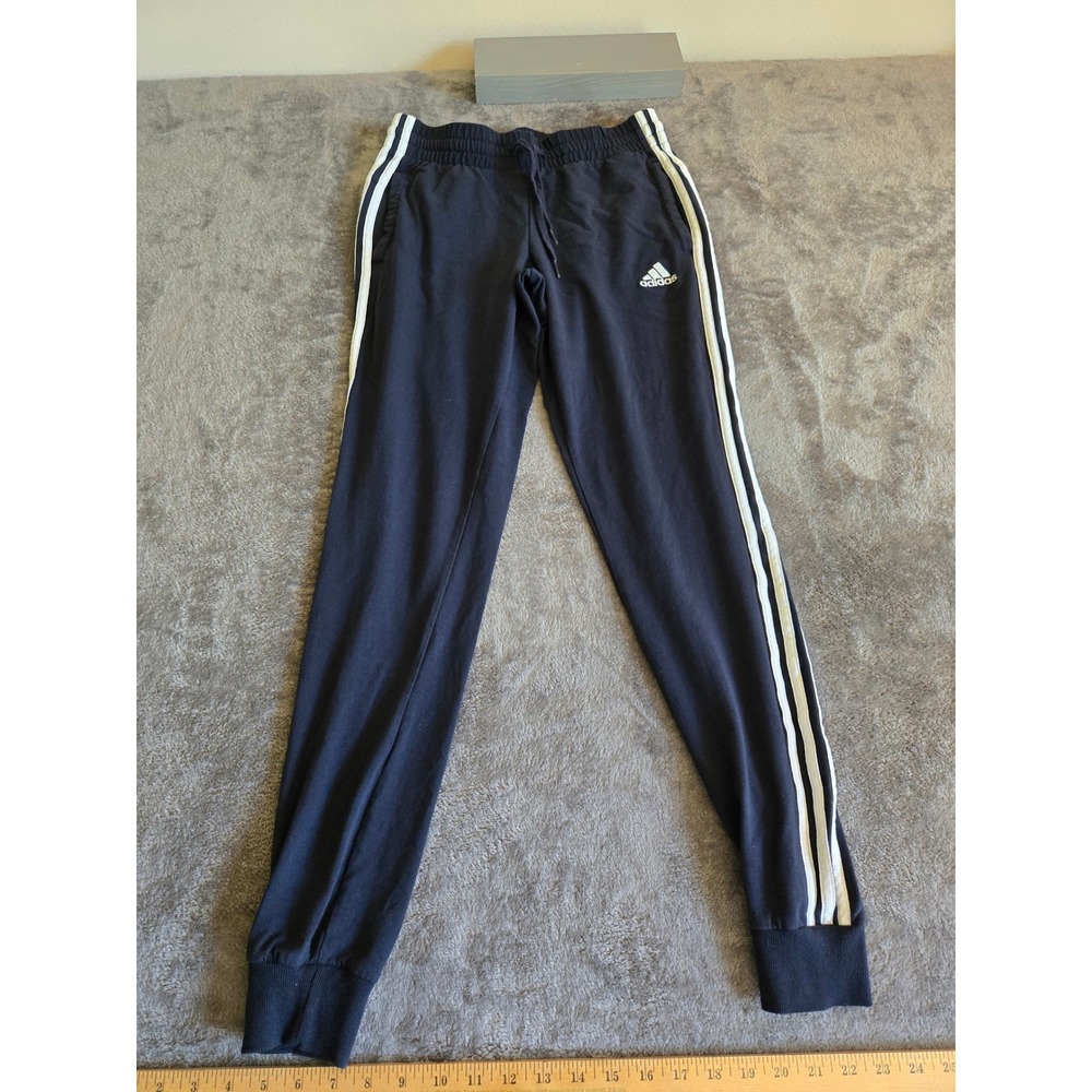 Adidas Joggers Women XS Navy Blue Excellent 3 Stripe Slim Fit Sweatpants H07861